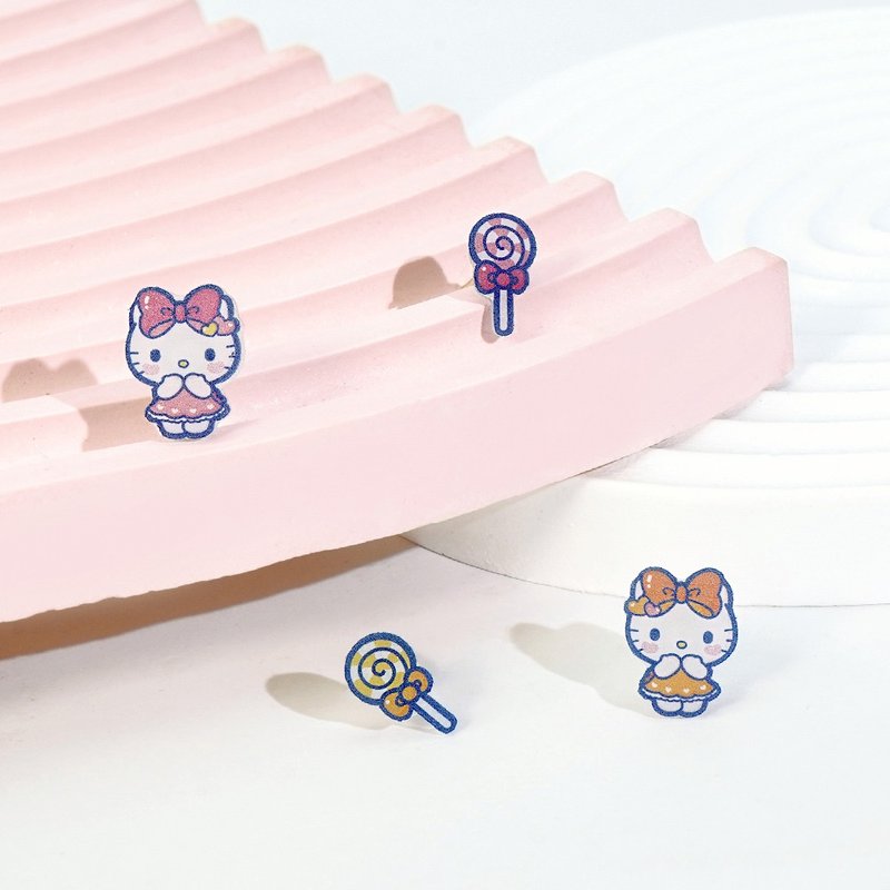 Hello Kitty 50th Anniversary-Hello Kitty Earrings Set-Dessert Style - ต่างหู - โลหะ หลากหลายสี