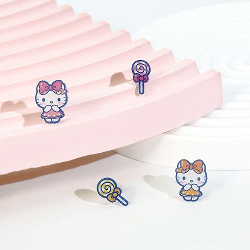 STORY故事銀飾 Hello Kitty 50週年-凱蒂貓造型耳環組-甜點款