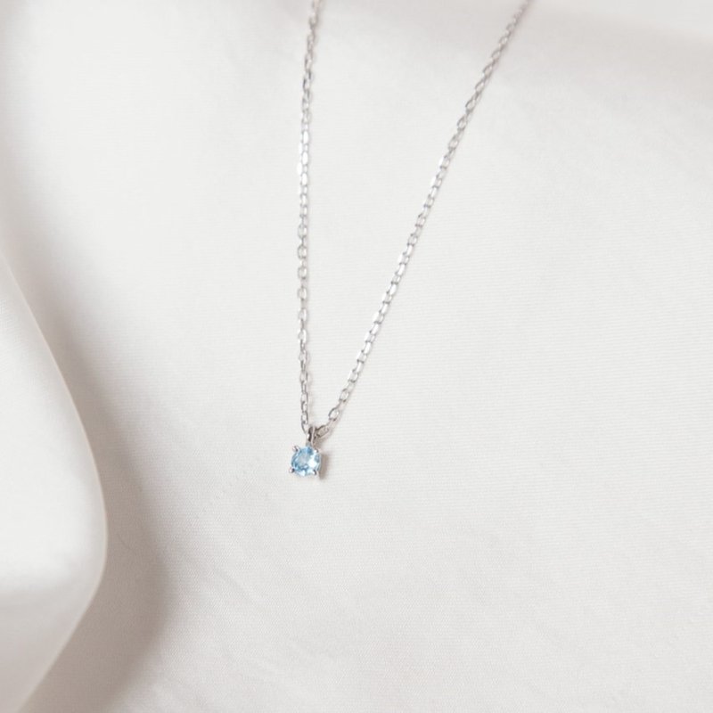 瑞士藍拓帕石項鍊 手鍊 | 誕生石_11月誕生石 | 純銀。生日。禮物 - 項鍊 - 純銀 