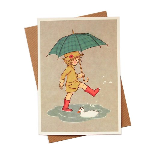 205剪刀石頭紙 雨天裡的小趣味【1973-Belle&Boo復古卡片 多用途】