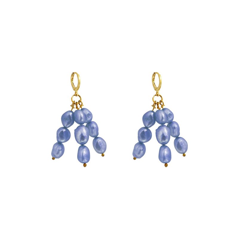 Blue freshwater pearl earrings | by Ifemi Jewels - ต่างหู - วัสดุอื่นๆ สีทอง