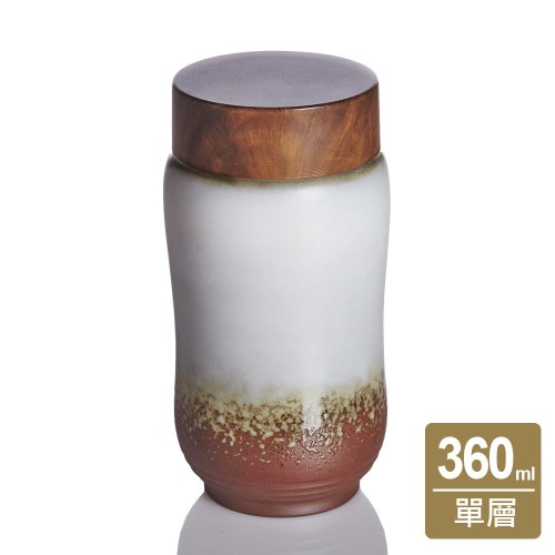 乾唐軒ACERA活瓷-新生活心感動 乾唐軒陶器活瓷 | 幸福曲線隨身杯 / 中 / 單層 / 陶 / 木紋蓋