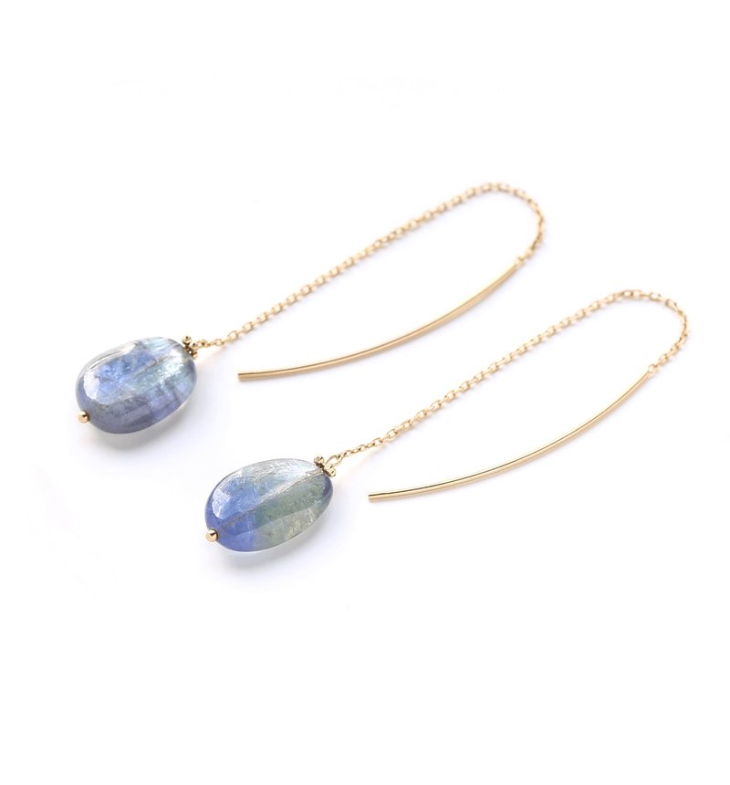 K10 タンザナイト バイカラー　タンブルカット　アメリカンピアス~CRASPEDIA GLOBOSA~ - 耳環/耳夾/耳骨夾 - 寶石 綠色