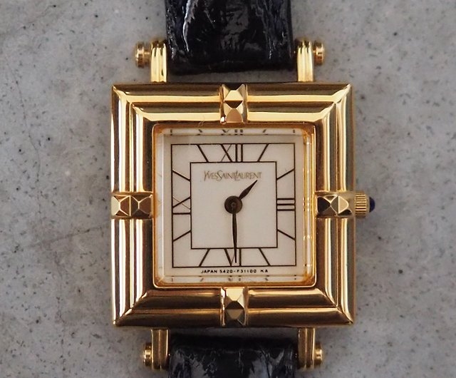 動作OK】Yves Saint Laurent 腕時計 ゴールド スクエア 金新しいものに