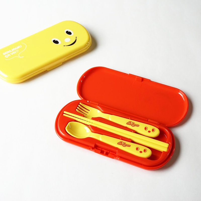 Nikyoro Cutlery Trio Spoon Fork Chopsticks Child Children Kids School Gift Japan - カトラリー - プラスチック レッド