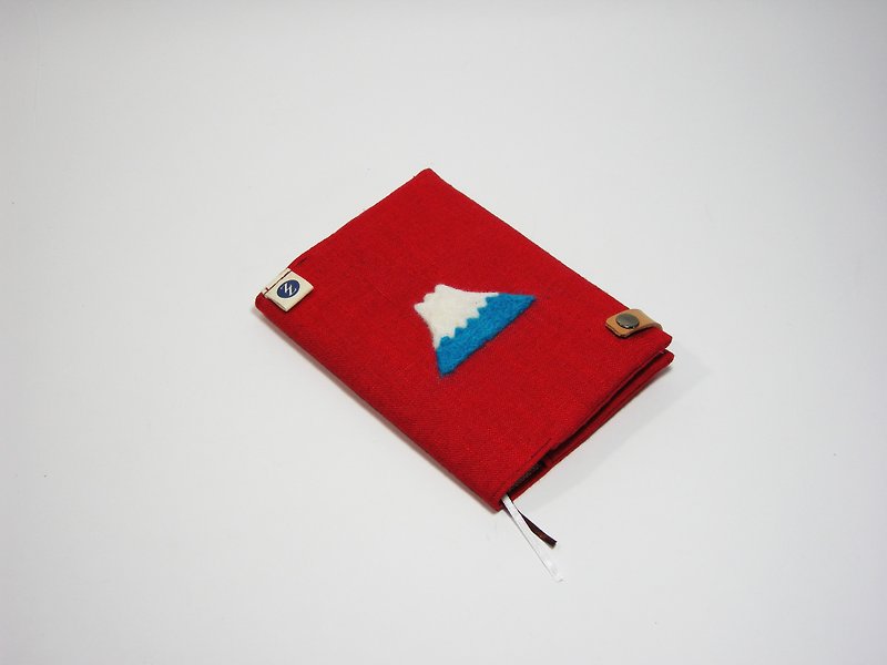 Meng Meng Fujiyama hemp cloth red __made as zuo zuo hand made wool felt notebook - Notebooks & Journals - Cotton & Hemp Red