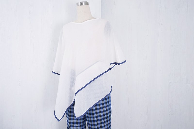 OUD Original. 100% Cotton 3/4 Sleeve Kimono Wrap Blouse - Women's Tops - Cotton & Hemp White