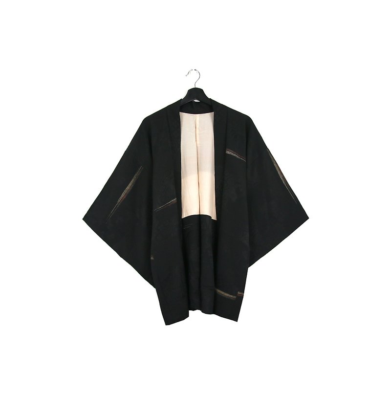 Back to Green-Japan brought back feather weaving shadow/vintage kimono - เสื้อแจ็คเก็ต - ผ้าไหม 