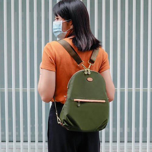 OMC 造型百搭三用包側背包後背包-綠色