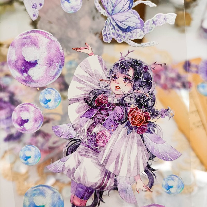 GL1298精靈童話fairy tale elf/ 紙膠帶 - 紙膠帶/和紙/PET - 塑膠 多色