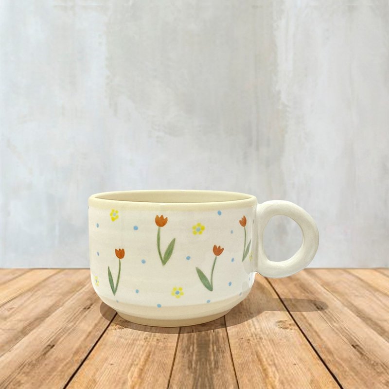 HAND-MADE Lovely rainy garden mug - 咖啡杯/馬克杯 - 陶 