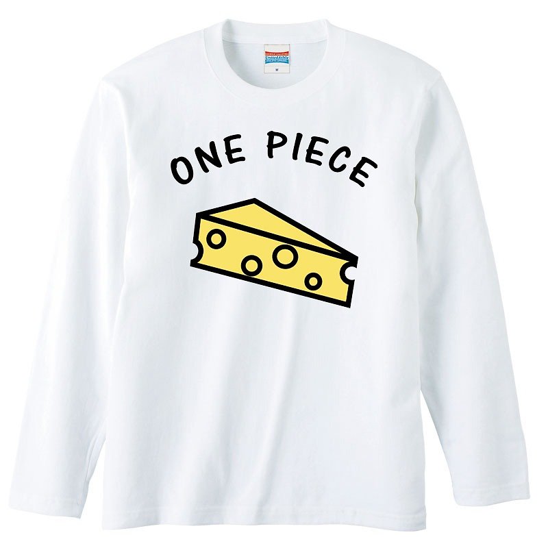 Long sleeve T-shirt / one-piece Cheese - เสื้อยืดผู้ชาย - ผ้าฝ้าย/ผ้าลินิน ขาว