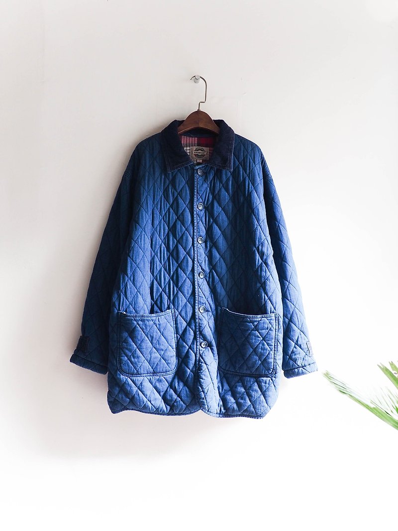 River Hill - Kyoto Quilted corduroy collar youth logs pounds tannins antique Jacket - Women's Casual & Functional Jackets - Cotton & Hemp Blue