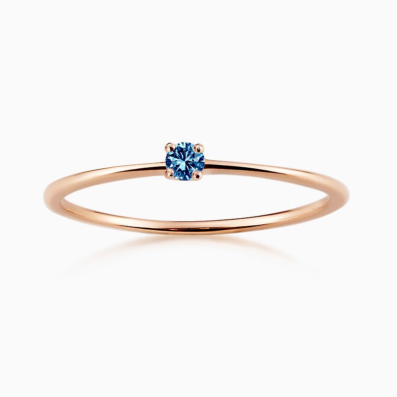 18K Gold Ring Katherine 3 Points Blue Diamond Ring Classic Shining - แหวนทั่วไป - เครื่องประดับ หลากหลายสี