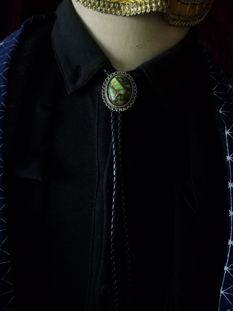 綠色帝王石保羅領帶領結天然寶石bolo tie領帶 - 領帶/領帶夾 - 半寶石 綠色