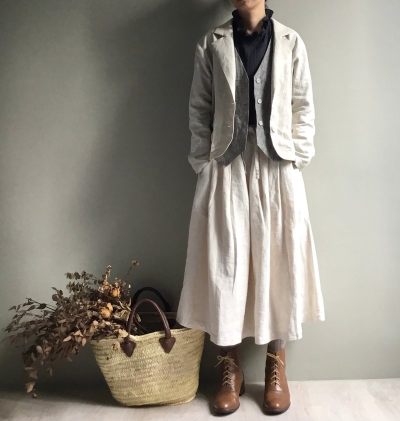 Linen + classical embroidery suit jacket 100% Linen - Women's Blazers & Trench Coats - Cotton & Hemp 