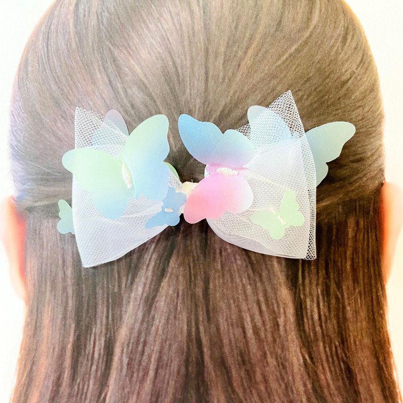 Butterfly-filled Big Ribbon White Fairy Single - Hair Accessories - Other Man-Made Fibers White