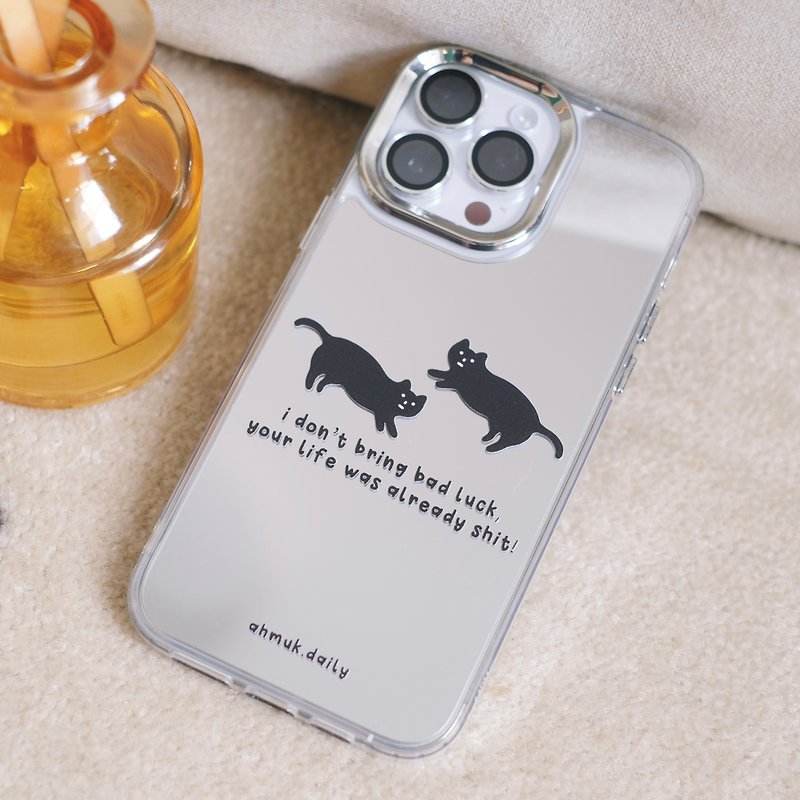[Mirror] Dark cat phone case/phone case | Amu’s daily life - Phone Cases - Plastic 