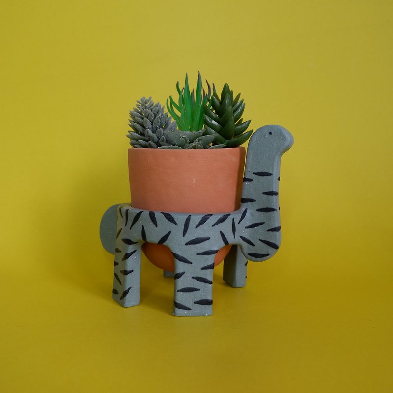 Ceramic Pot - Small Green Zebra - 植物/盆栽/盆景 - 陶 綠色