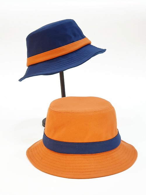 HiGh MaLi 【HiGh MaLi】英式圓盤紳士帽 - 愉悅橙Mix都市藍 #都會時尚拼色