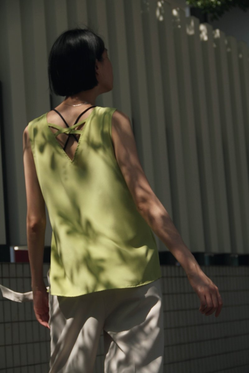 summer layered vest - lime - Women's Tops - Polyester Green