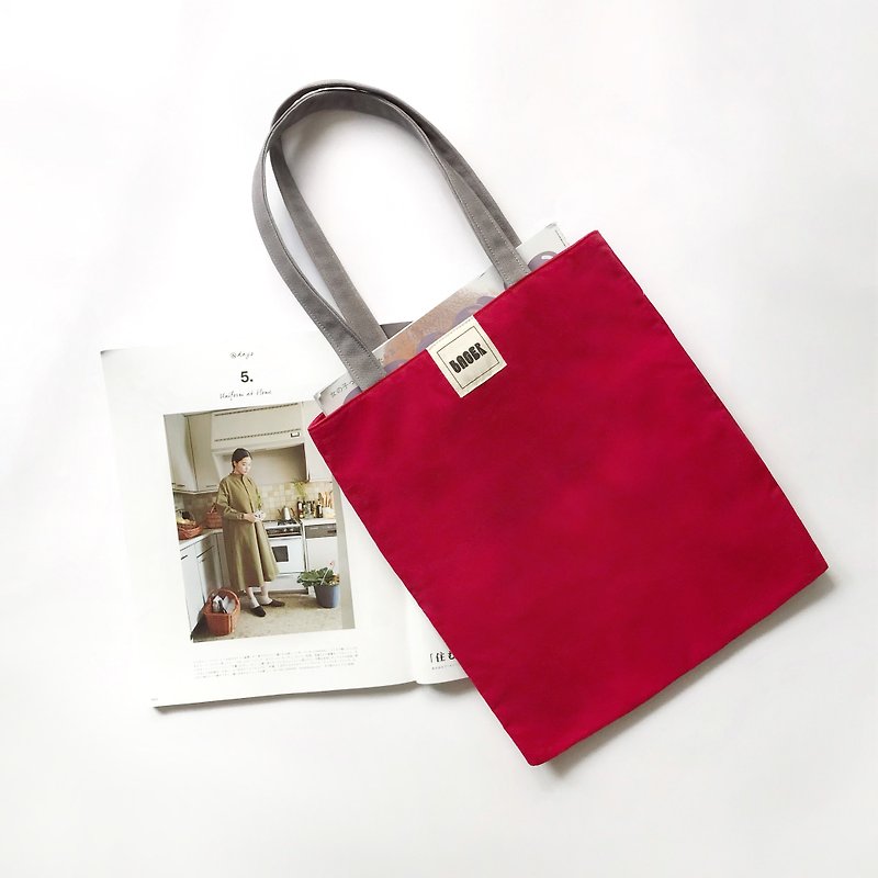 Color-blocking shoulder canvas bag (medium) / red + gray - Messenger Bags & Sling Bags - Other Materials Multicolor