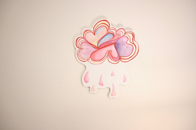 愛心雲雨 - 來自未來的壁畫 壁板畫誕生 嶄新藝品 全手工手繪 - 牆貼/牆身裝飾 - 其他材質 粉紅色