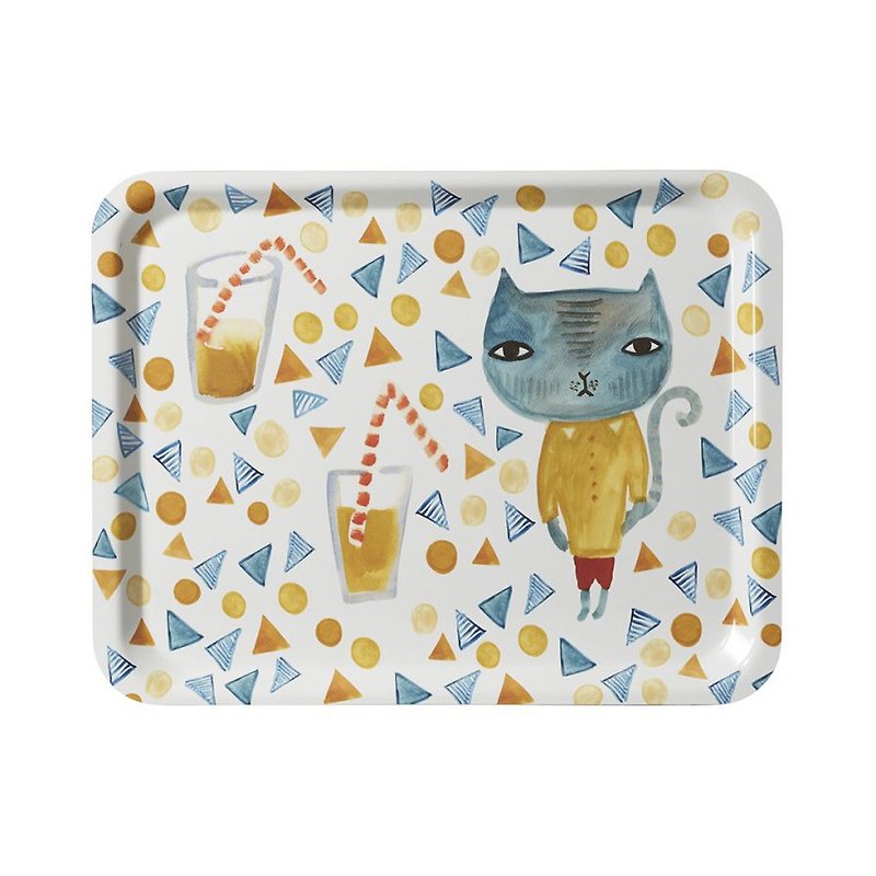 Cool Cat Hand Painted Tray | Donna Wilson - Serving Trays & Cutting Boards - Plastic Multicolor