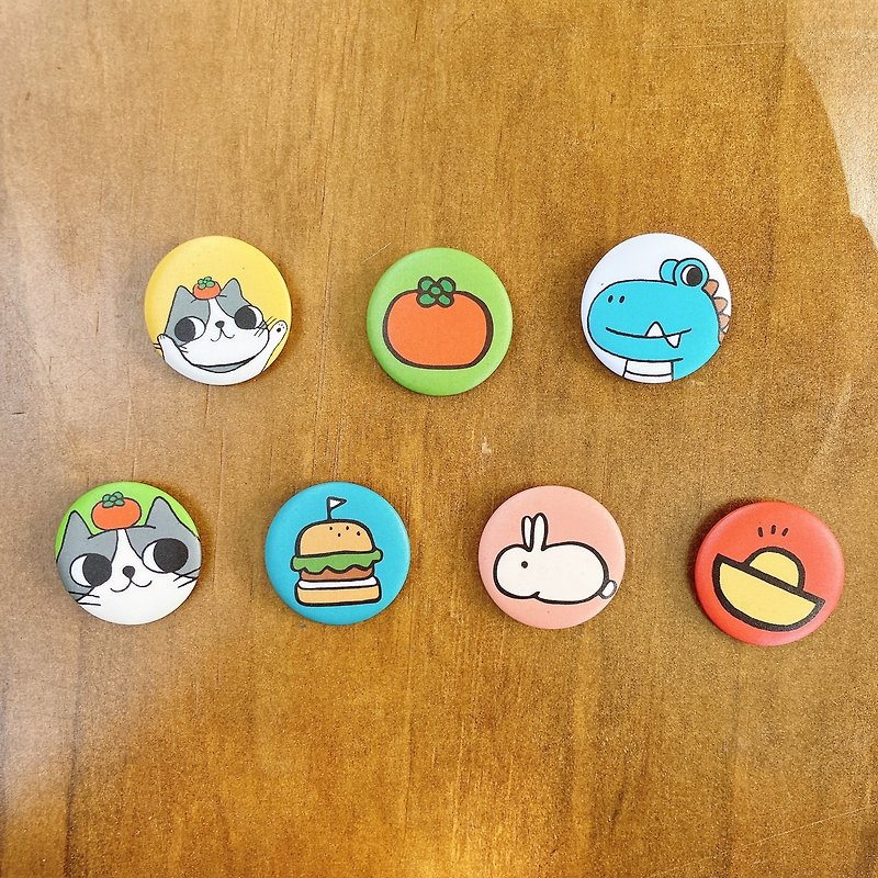 [Matte/Badge/Pin] EE Planet-Cute Animals and Objects 32mm / 7 styles in total - Badges & Pins - Other Materials Multicolor