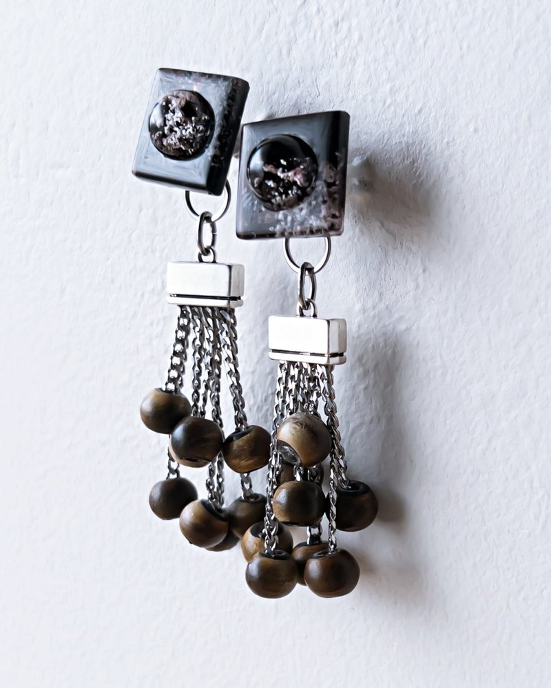 Bugs eye 2way earrings/ Interchangeable / macro view 醫療鋼耳環 夾式耳環 耳夾 - 耳環/耳夾/耳骨夾 - 其他材質 咖啡色