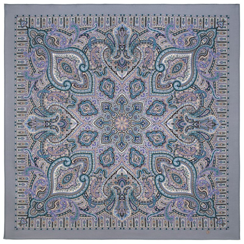 Original Pavlovo Posad Russian Shawl 100% Wool Woolen Scarf 125x125 cm 2044-15 N - 絲巾 - 羊毛 多色
