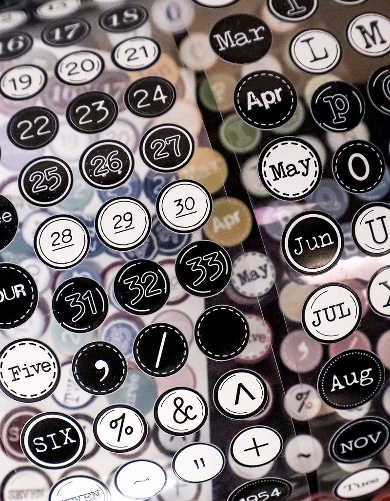 タイプライターのレトロな基本要素、英語のテキスト/数字の切り抜きステッカー - シール - その他の素材 多色