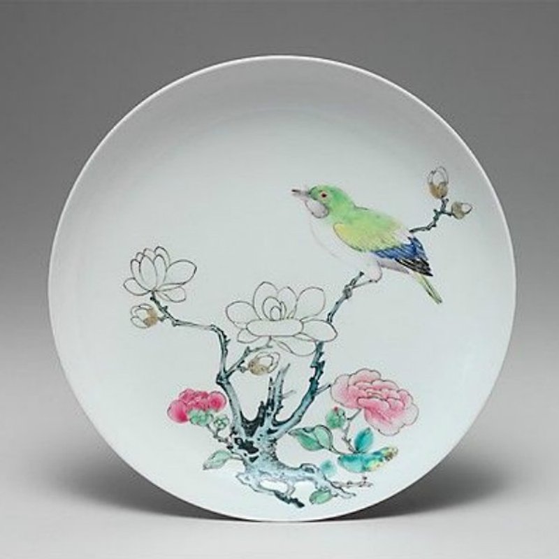 2 pieces of Qing Dynasty style dessert plate at the Metropolitan Museum of Art - จานเล็ก - เครื่องลายคราม หลากหลายสี