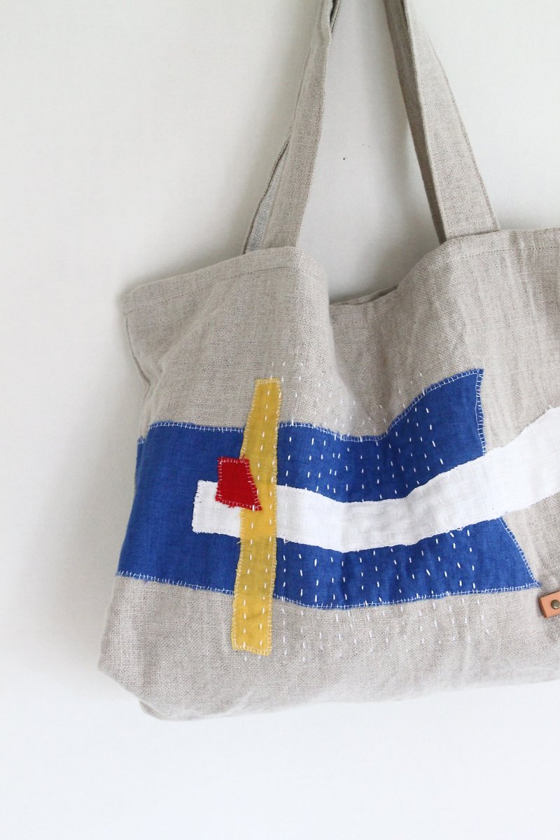 Collage tote bag river play · kamogawa - Handbags & Totes - Cotton & Hemp White