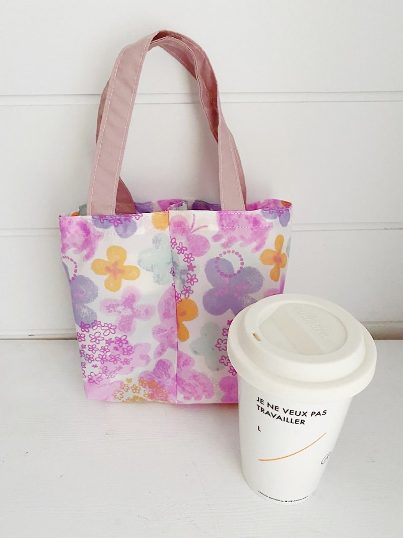 hairmo eco-friendly 2way double enjoy cup beverage bag-crayon flower (2 colors) - ถุงใส่กระติกนำ้ - ไนลอน สึชมพู