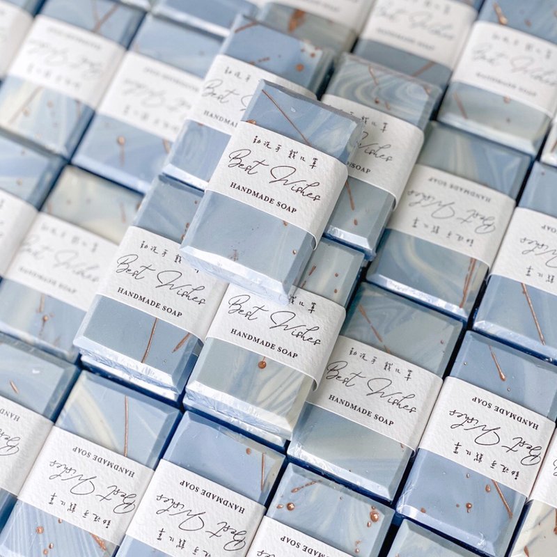 快速出貨|大理石紋鎏金手工皂-藍40g|防疫實用婚禮小物企業贈品 - 番梘/手工皂/肥皂 - 其他材質 藍色