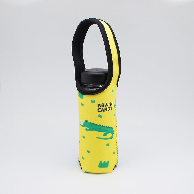 BLR 提把 保溫瓶套 BRAIN CANDY 聯名款 鱷魚貓 水壺袋 TC49 - 飲料提袋/杯袋/杯套 - 聚酯纖維 黃色
