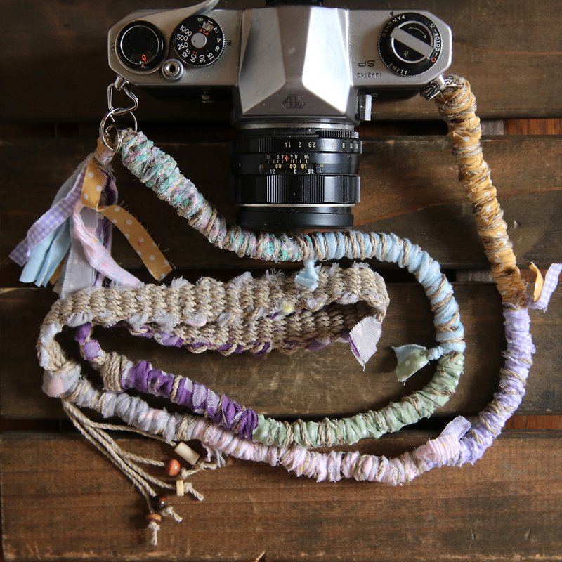 Finished with only a few left / Ripped cloth Hemp string Hemp camera strap # 6 / Belt - Camera Straps & Stands - Cotton & Hemp 