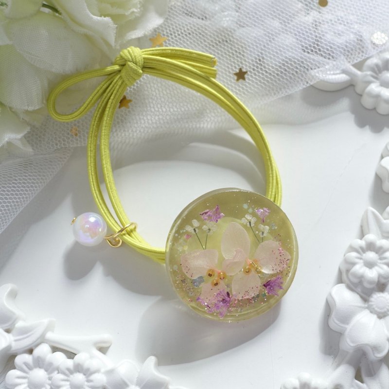 原創手工 乾燥花 髮圈 橡筋 滴膠 樹脂 Resin Hair Accessory - 髮夾/髮圈 - 其他材質 