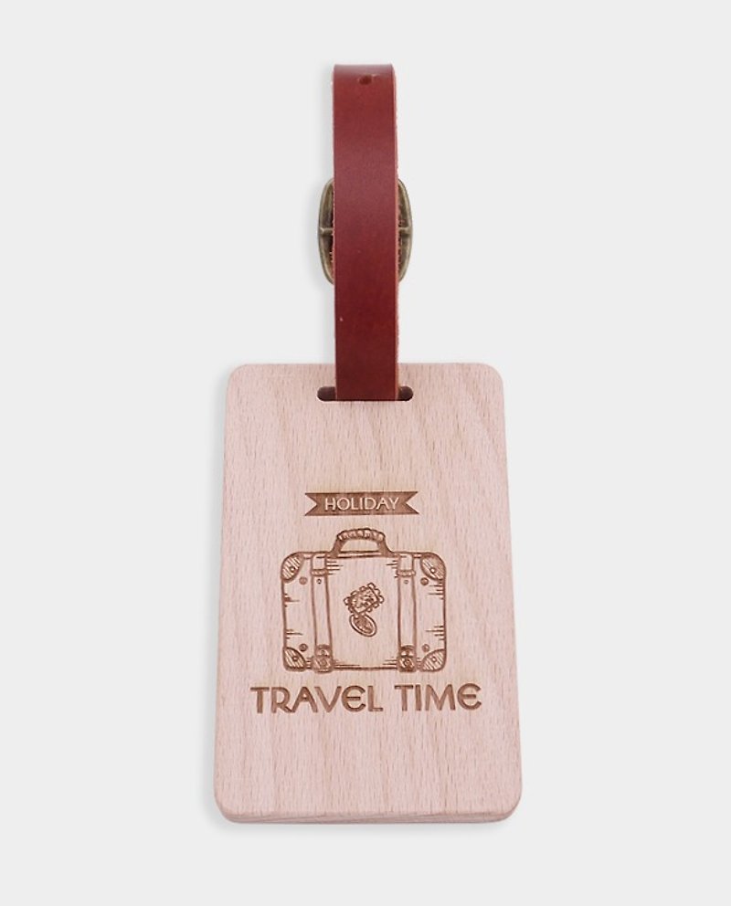 Square luggage tag/school bag tag/gift/beginning of school/freshman gift - Other - Wood Brown