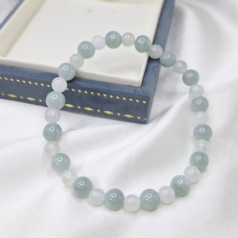 天空藍 白冰 設計手串 手珠 珠串 | 天然緬甸玉A貨翡翠 - 手鍊/手環 - 玉石 