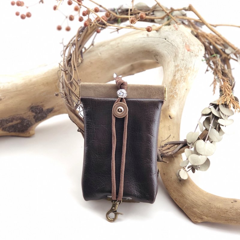 Stitching free shrapnel key bag - key / key bag / storage / key case - Keychains - Genuine Leather Brown