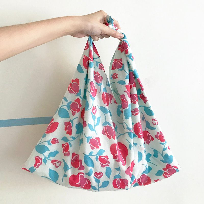 Tied up pink flower bag - Handbags & Totes - Cotton & Hemp Multicolor