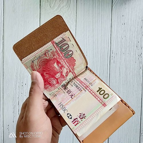 VANCHADA Z Wallet Money Clip Bi-fold V.3.1 Vegetable Saddle2tone Color Hand-cut
