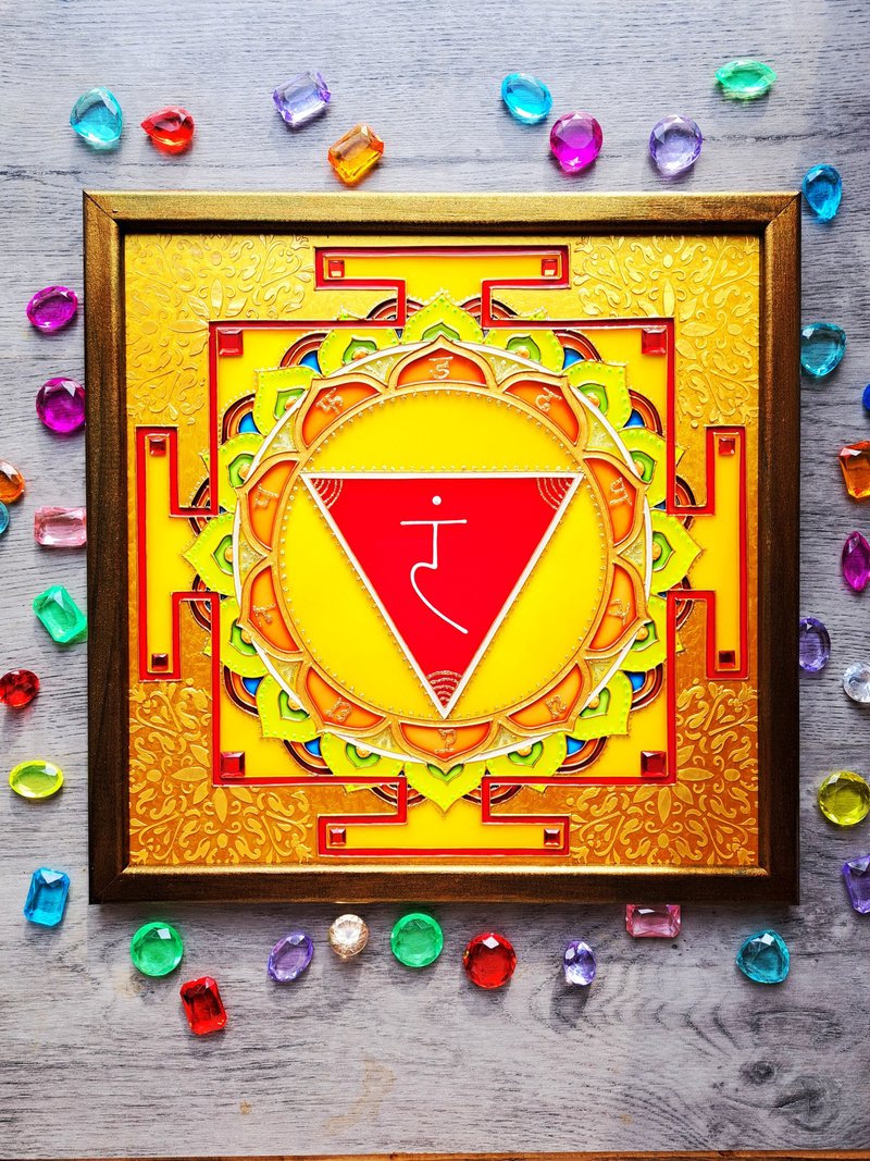斯里兰卡Yantra 曼尼普拉查克拉吠陀占星术通电祝福Jyotish Vastu - 壁貼/牆壁裝飾 - 玻璃 多色