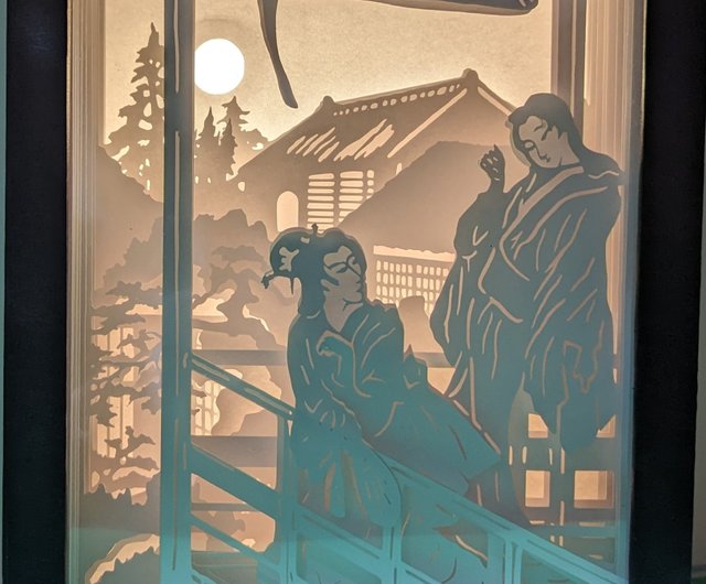 童話の森　シャドーボックス　アンティーク　額縁　赤ずきん　オリジナル　絵画 童話の森 シャドーボックス アンティーク 絵画 オリジナル 一点