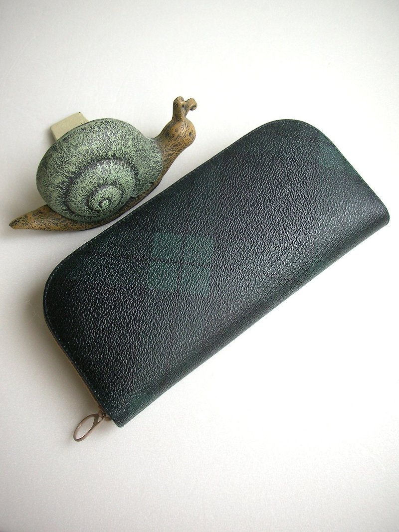 Scottish Classic Bias Embossed Tarp - Long Clip/Wallet/Coin Purse/Gift - กระเป๋าสตางค์ - วัสดุกันนำ้ สีดำ