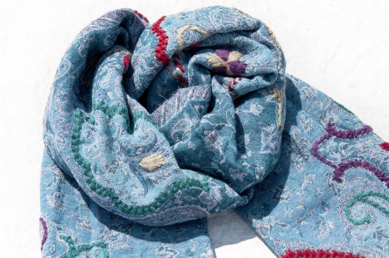 Boiled wool shawl/knitted scarf/embroidered scarf/cashmere shawl/Cashmere-flower - Knit Scarves & Wraps - Wool Multicolor