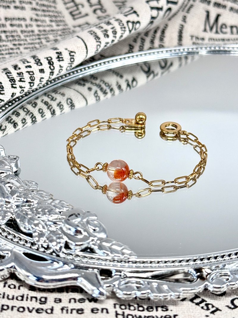 氣質紅兔毛水晶手鍊 - 18K金醫療鋼配飾 / 紅兔毛 - 手鍊/手環 - 水晶 紅色