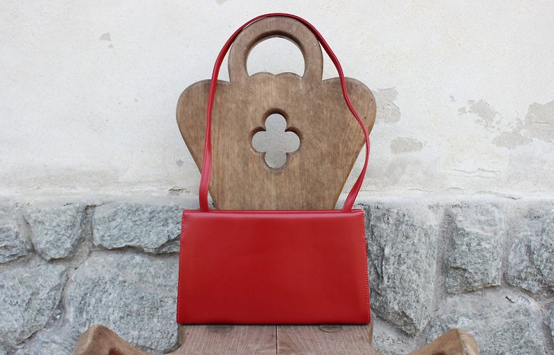 Italian patented DALARGOA brand red shoulder bag Made in ItalyB168 - กระเป๋าแมสเซนเจอร์ - หนังแท้ สีแดง